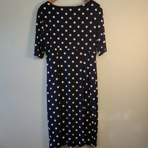 Connected Apparel Polka Dot Ruched Sheath Dress – Classic & Flattering Fit - Picture 2 of 12